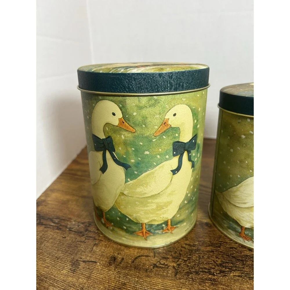 Vintage Winter Geese Tins Set of 3 Christmas Around the World Holiday Canisters